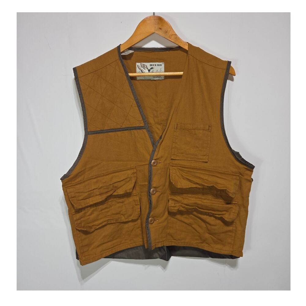 Duck Bay Vintage Men's Tan Hunting Vest Size Large Cabin Core